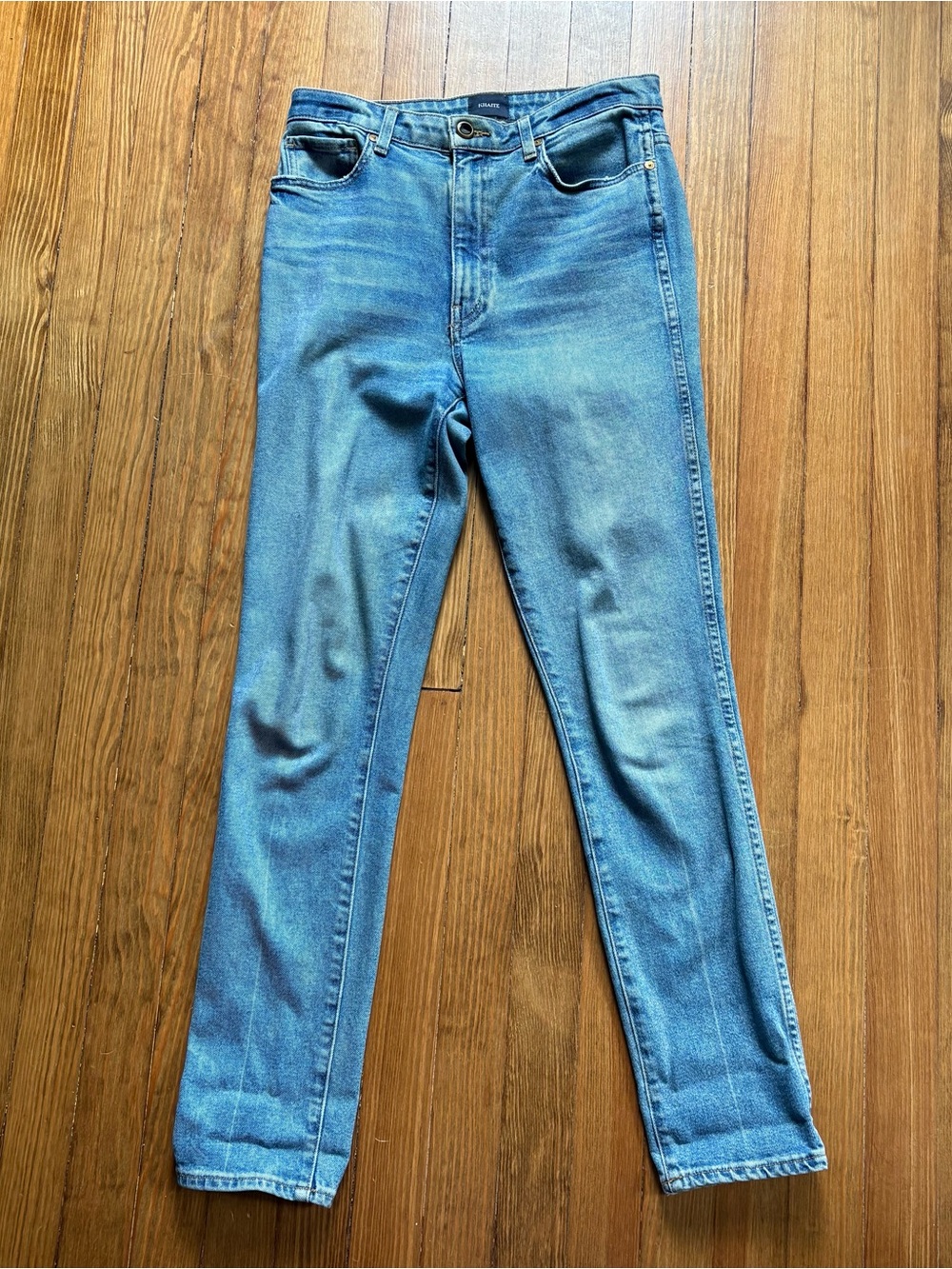 KHAITE Vanessa high rise straight leg Light Blue Denim Jeans
